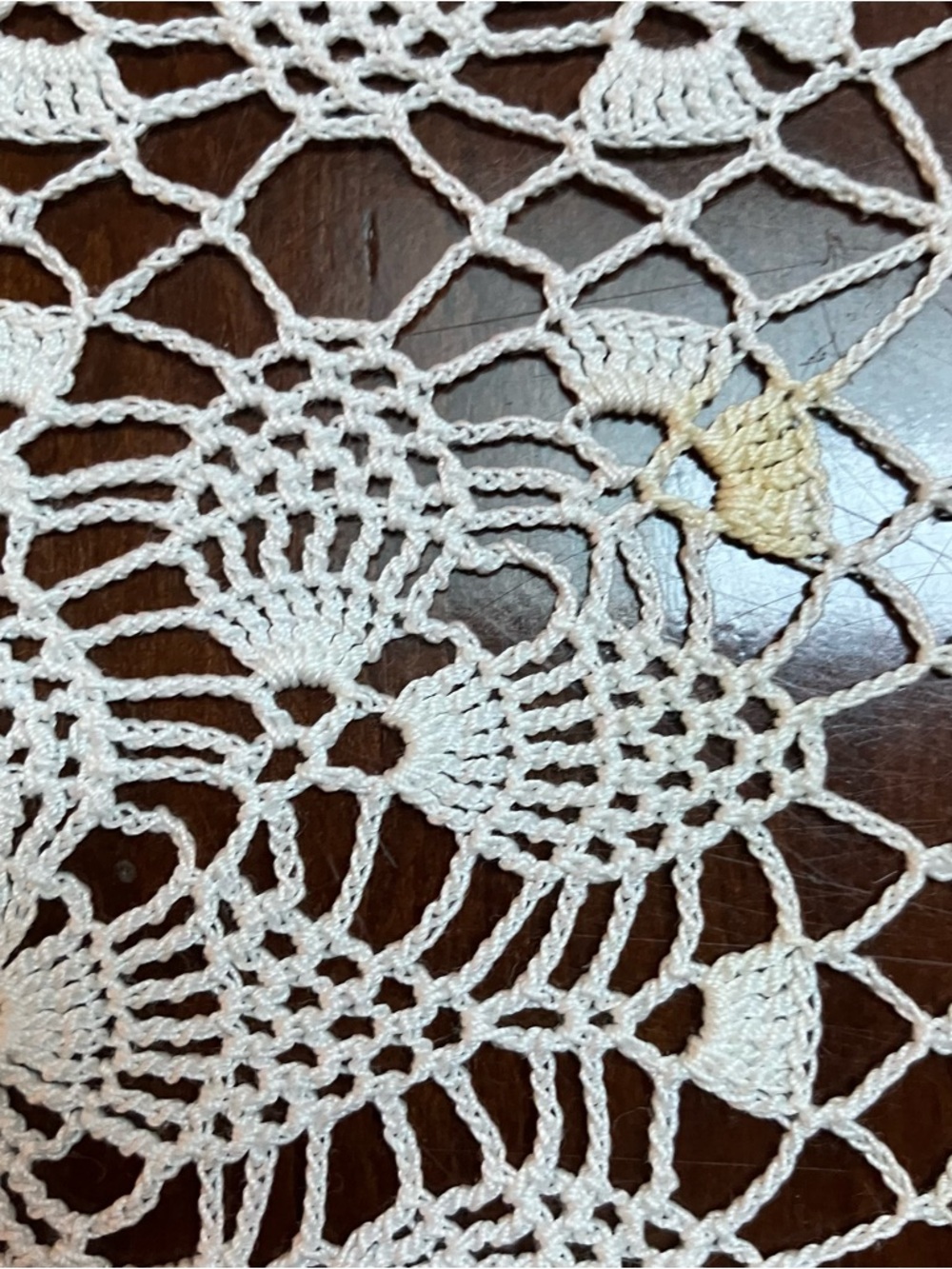 VTG White Crochet Lace Tablecloth Coverlet 48in X 92in Cottagecore Farmhouse - Picture 6 of 10